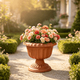 thumbnail image 6 of KFUIRDE Garden Decorative Planter European Style Vintage Hydroponic Flower Pot, Plastic Plant Pot with Tray for Indoor Outdoor Balcony Garden Home Decor, Modern Rustic Decor, Orange, 6 of 8