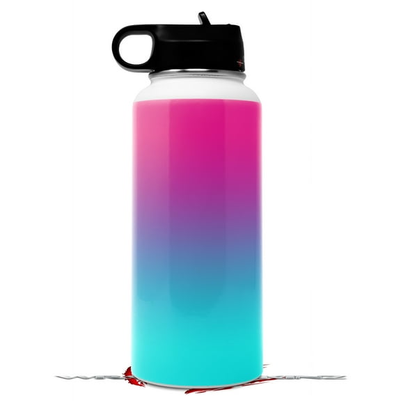 Skin Wrap Decal compatible with Hydro Flask Wide Mouth Bottle 32oz Smooth Fades Neon Teal Hot Pink (BOTTLE NOT INCLUDED)