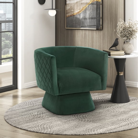 OakvillePark Valemont Velvet Swivel Barrel Chair, Green