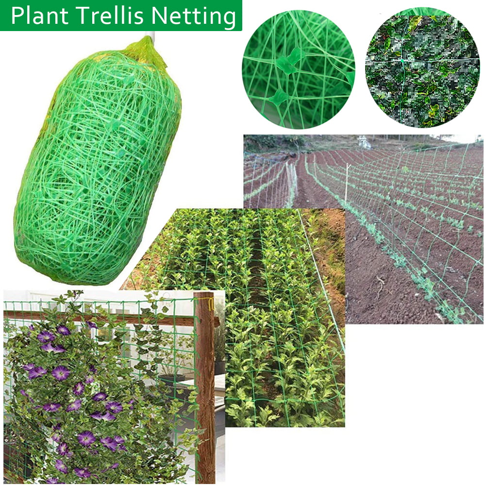 KINGLAKE 2 Pcs 1.7 x 4 m Plastic Plant Pea Netting Green Garden Netting Trellis Net for Bean Fruits Vegetables Climbing Plants