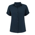 thumbnail image 4 of Weikingp Button Front Tops For Women Button Down Shirts For Women Button Down Shirts For Women Short Sleeve Linen Button Down Shirt Women Cotton Linen Tops For Women Blue S, 4 of 9