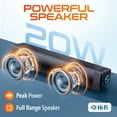 thumbnail image 4 of Delton SB200 20W Bluetooth Soundbar, Dual-Powered Hi-Fi Stereo Computer Speakers with Rich Bass, 10Hrs Playtime, 30ft Bluetooth Range, Aux Connection Perfect for Windows, PC, Laptops, Phones - Black, 4 of 8