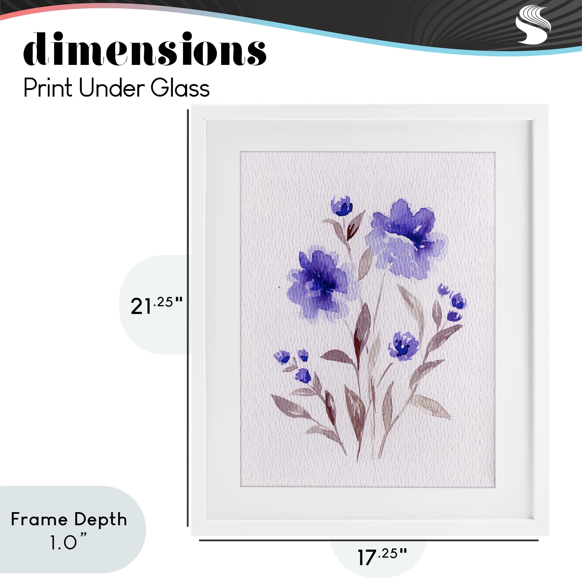Stupell Industries Blooming Purple Flowers White Framed Print Under Glass, design by Leah Noel Art