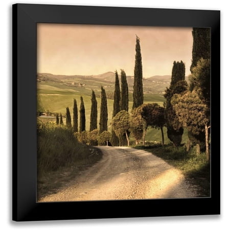Carmel, Elizabeth 12x12 Black Modern Framed Museum Art Print Titled - Country Lane Tuscany