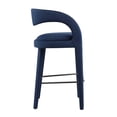 thumbnail image 3 of Bar Stool Chair Barstool, Midnight Blue, Velvet, Pub Cafe Bistro Dining Kitchen Hospitality Restaurant, Modern Contemporary Boutique HB35947, 3 of 10