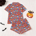 thumbnail image 3 of Elegyee Girls' Halloween Pajamas Sleepwear Short Sleeve Button Down Shirt Shorts, Orange, Size 7-8, 3 of 8