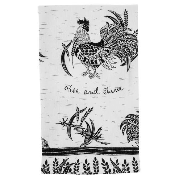 Karma gifts Black and White, Rooster Boho Tea Towels, 28 L x 20 W