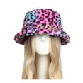 thumbnail image 5 of Yuanlong Womens Bucket Hat Fuzzy Leopard Print Plush Warm Winter Hat Wide Brim Windproof Retro Stylish Streetwear Headwear, 5 of 5