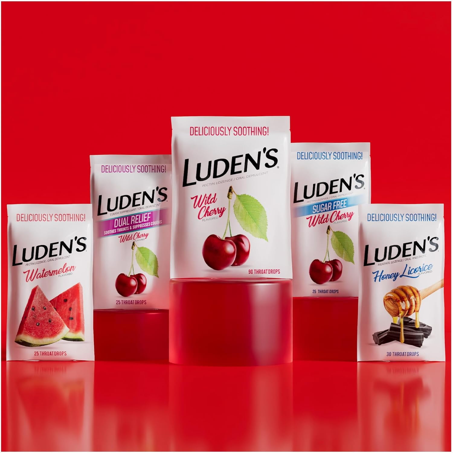 Luden's Sore Throat Drops, For Minor Sore Throat Relief, Wild Cherry, 30 Count, 12 Pack