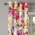 thumbnail image 3 of Ambesonne Floral Grommet Curtain, Retro Flowers Wild Botany, 50"x120", Peach Fuchsia and Dark Coral, 3 of 5
