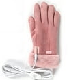 thumbnail image 4 of Sunshinehomely Heated Gloves for Women Pink Winter Gloves USB Rechargeable Heating Gloves Fluffy Cuffs Touchscreen Gloves Windproof Soft Warm Fleece Lined Gloves, 4 of 7