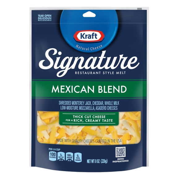 Kraft Natural Signature Mexican Blend Thick Shredded Cheese, 8 oz Bag