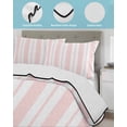 thumbnail image 4 of Quilts Twin-XL Size Bedding Set, Pink Striped Lightweight Quilted Comforter, Blue Geometric Line Stripes Farmhouse Soft Reversible Bedspread Coverlet with Pillow Covers for All Season, 68" x 98", 4 of 7