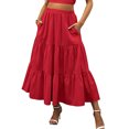 thumbnail image 1 of Women's Fashion Plus Size Solid Color Casual Pocket Ruffles Ruffled Elastic Waist Skirt, 1 of 1