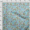 thumbnail image 2 of oneOone Cotton Jersey Sky Blue Fabric Flower & Leaves Watercolor Sewing Craft Projects Fabric Prints By Yard 58 Inch Wide, 2 of 4