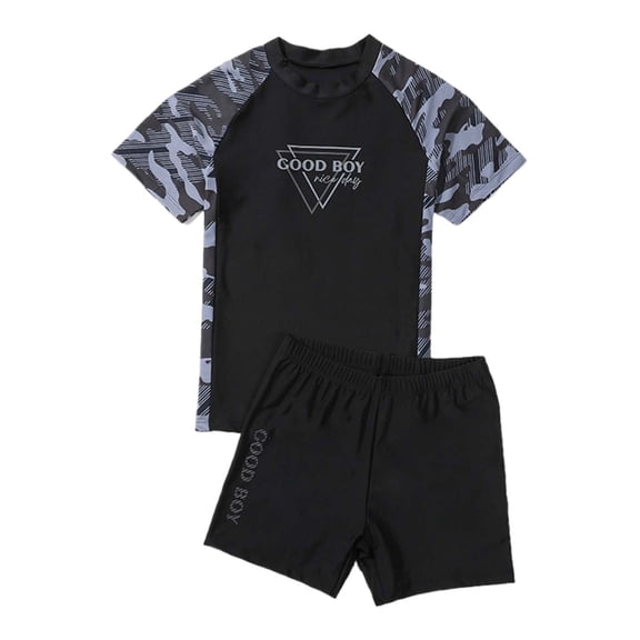 Glisme Teen Boys Swimwear Split Swimwear Set Plus Size Swim Trunks For Teens Swimming Suit For Pool Soft Beach Wear Grey 180
