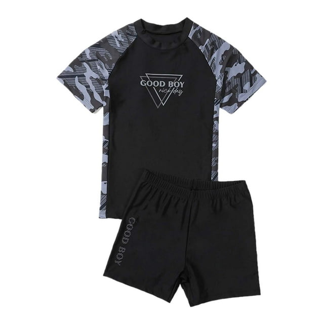 Maillot de Bain Garçon, Imprimé Mignon, Manches Longues, Maillot de Bain Enfants, Ensemble de Bain 2 Pcs Garçon, Maillot de Bain Garçon, Tenues Garçon