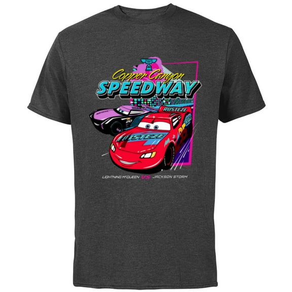 Disney and Pixar’s Cars Copper Canyon Speedway Racing - Short Sleeve Cotton T-Shirt for Adults - Customized-Charcoal