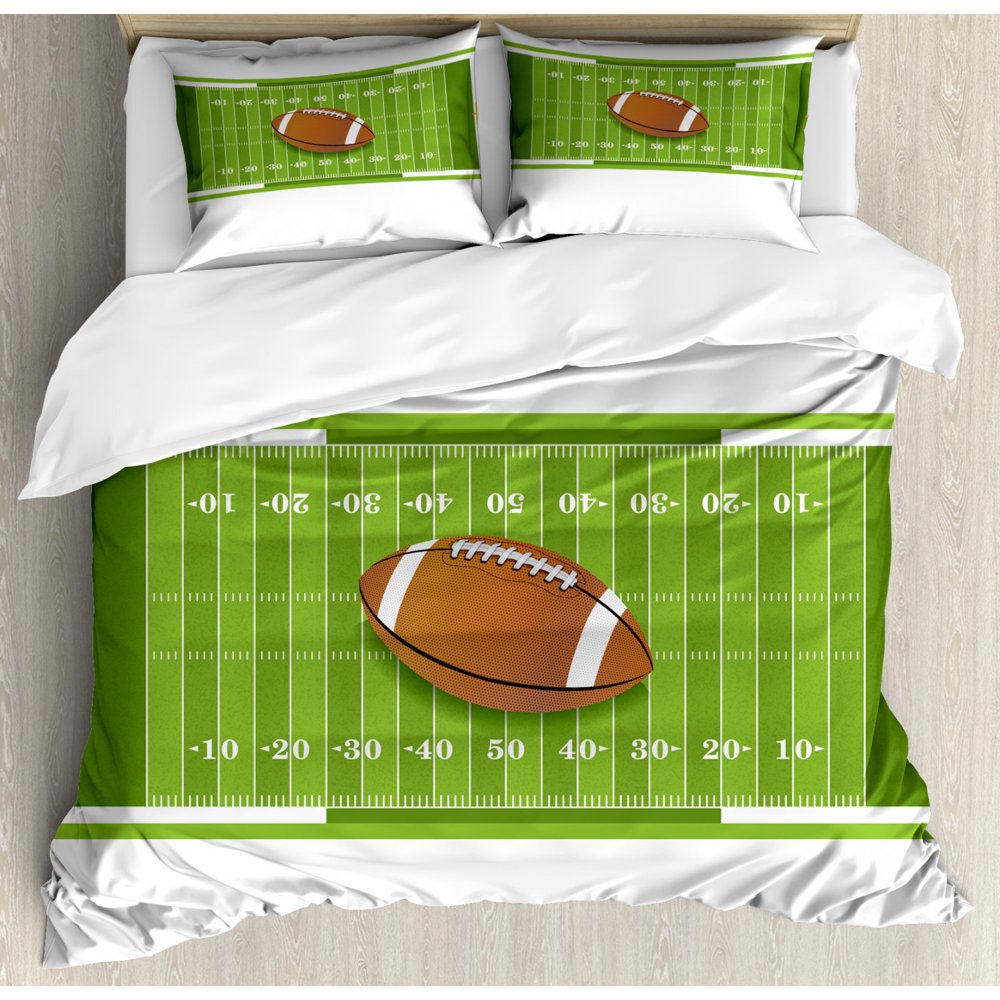 Football Duvet Cover Set Queen Size, Team Sports Themed Design with
