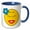 Blue/White, variant on 3drose, Injured Booboo Yellow Smiling Face, 15oz Two-tone Yellow Mug