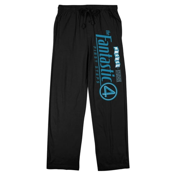 The Fantastic Four: First Steps Bold Logo Men's Black Sleep Pajama Pants-XS