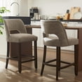 thumbnail image 2 of Vknow Furniture Modern Curved Back 2-Piece Counter Height Bar Stools, Upholstered Kitchen Bar Stools with Footrest for Kitchen Island and Dining Room,Taupe, 2 of 8