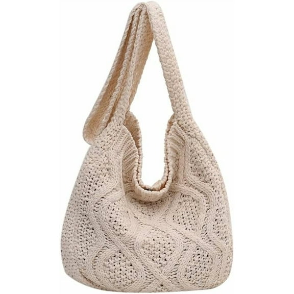 Women's Crochet Tote Bag Knitted Aesthetic Shopping Bag Cute Purses Crocheted Hobo Bag