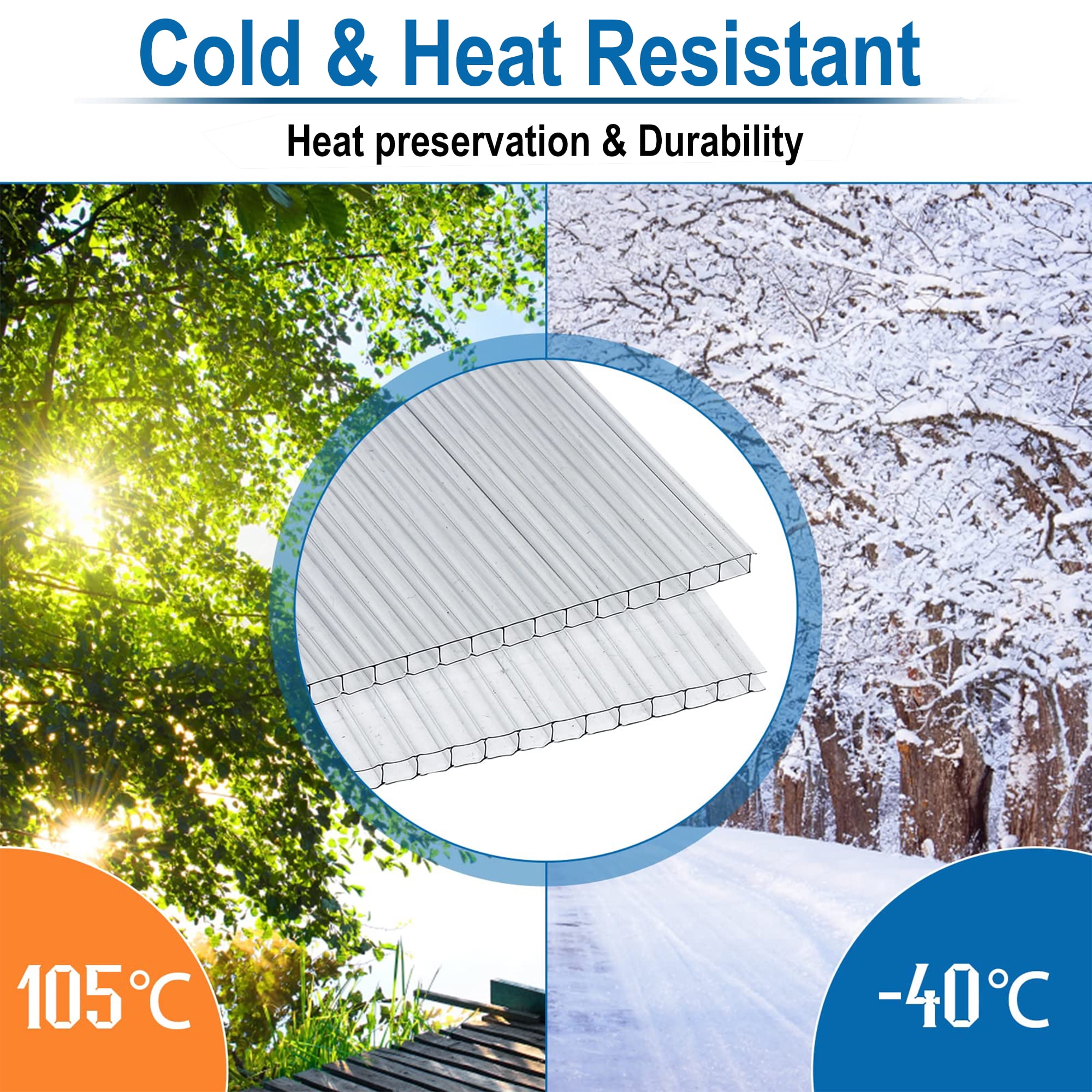 "LZBEITEM Garden Sheeting Cover - 20pc 24.01""x48.03"" UV Protected Twin-Wall Polycarbonate Panels for Greenhouse"