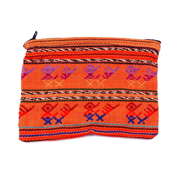 Large Multicolored Tribal Pattern Woven Lightweight Coin Purse Zipper Pouch - Womens Fashion Handmade Bags Boho Travel Accessories