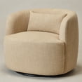 thumbnail image 3 of KINWELL Linen Blend Swivel Barrel Chair, No Assembly Upholstered 34" Wide Breathable Textured Weave Fabric Accent Chair for Living Room Office Lounge, Wheat, 3 of 14