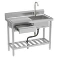 thumbnail image 2 of TidBay 39-Inch Stainless Steel Sink with Drawer, Bottom Shelf, Free Standing Utility Sink with Cold Hot Water Faucet Hose, Single Bowl Sink for Indoor, Outdoor, Kitchen, Laundry Room, 2 of 6