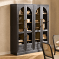 thumbnail image 6 of Mopio Blake Tall Display Cabinet, Kitchen Buffet Pantry Cabinet, Trophy Display Case, Storage Cabinet Scratch Resistant Acrylic, Modern Farmhouse Curio Cabinet with Doors & Shelves (Arched, Black), 6 of 10