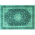 thumbnail image 1 of Ahgly Company Machine Washable Indoor Rectangle Persian Turquoise Blue Traditional Area Rugs, 8' x 10', 1 of 4