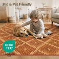 thumbnail image 4 of ODIKA 9'x12' Washable Area Rug Non-Shedding, Easy Care Bathroom Interlocking Way Shapes Boho Symmetrical Stairs Hallway for Master Suite, California King, Under Bed, 4 of 7