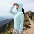 thumbnail image 6 of Oksale Womens Sun Protection Athletic Jackets Plus Size Zip Up Jacket with Mask Breathable Lightweight Workout Jackets with Hood Light Blue L, 6 of 8