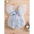 thumbnail image 3 of Baby Girls Spring Fall Romper Cute Dots/Floral Print Mesh Short Sleeve Bubble Romper, 3 of 9