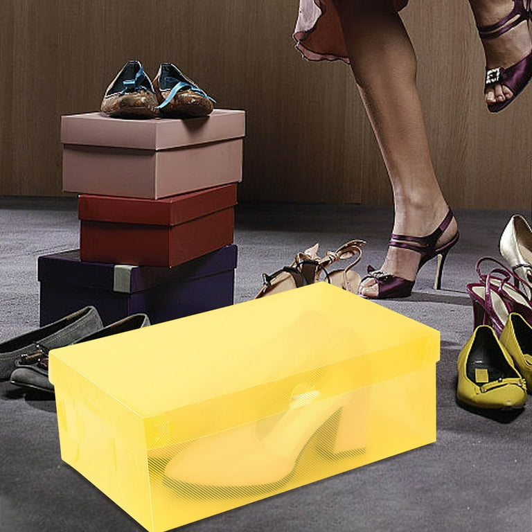 Foldable Plastic Shoe Boxes, Stackable Organizer, Tidy Storage
