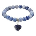 thumbnail image 1 of Pulsera de Cristal para Mujeres 8mm Pulsera de Amistad con Cuentas de Piedra Natural en Forma de Corazón, 6.5 Pulgadas, Azul Mezclado, 1 of 6