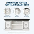 thumbnail image 5 of Farmhouse TV Stand for TV up to 65",  TV Media Console Table with Storage Cabinet, Entertainment Center with Sliding Barn Doors for Living Room, Bedroom, White, 5 of 7
