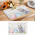 thumbnail image 6 of Easter Bunny Placemats Set of 8 Blue Easter Eggs Spring Floral Grey Plaid Place Mats Indoor Wipeable Table Mats Washable Cloth Dining Table Placemats for Kitchen Holiday Party Home Decor 13x19 Inch, 6 of 9