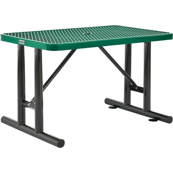 Global Industrial 277550GN 4 ft. Rectangular Steel Outdoor Table with Expanded Metal, Green