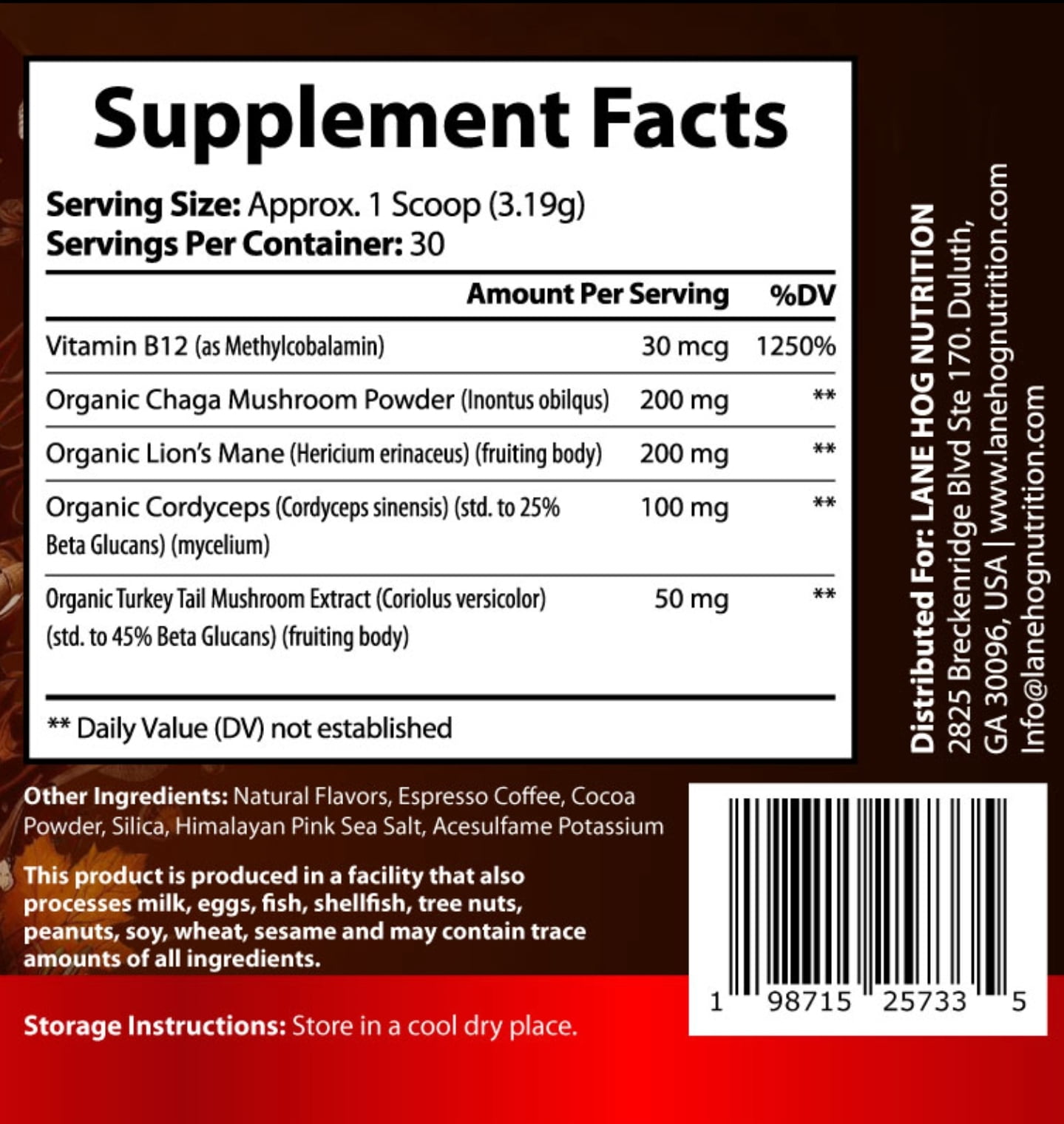 TRUCKER MUD MUSHROOM COFFEE BLEND - MOCHA FLAVOR