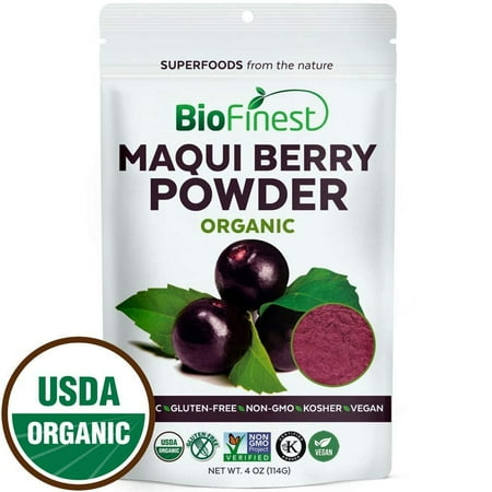 Maqui Berry Juice Biofinest Maqui Berry Juice Powder - 100% Pure Freeze-Dried Antioxidants Superfood - USDA Certified Organic Kosher Vegan Raw Non-GMO - Boost Digestion Weight Loss - For Smoothie Beverage Blend (4 oz) ()
