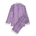 thumbnail image 5 of Hxshgdsn Family Pajamas Set Matching Striped Button Down Long Sleeve Tops And Straight Leg Pants Loungewear 2Pcs Purple 140, 5 of 7