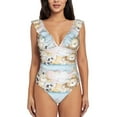 thumbnail image 2 of Goofa Cute Animals Print Women's Ruffled One Piece Swimsuit V Neck, 2 of 7