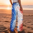 thumbnail image 5 of USA Anniversary 250 Womens Workout Pants United States American Flag Print Elastic High Waist Pajama Bottoms Slit Baggy Wide Leg Loose Fit Home Wear Lounge Pants, #01 Dark Blue, XXL, 5 of 5