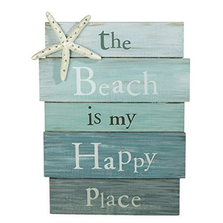 The Beach Is My Happy Place - Plank Board Sign with Starfish and Rhinestone Accents 12