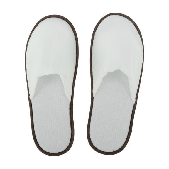 Unique Bargains 1 Pair Disposable Slippers Foldable Soft Fabric Hotel Slippers White Brown