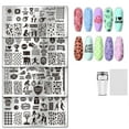thumbnail image 2 of Kit de estampado de uñas con diseño de dibujos animados, incluye sello de silicona y raspador. Diseño vintage de jardín con flores y perros. Herramienta para decoración de uñas., 2 of 8