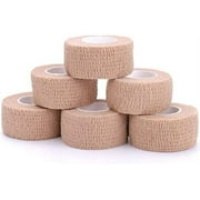 Self-Adhesive Cohesive Wrap Bandage Flexible Stretch Tape Athletic Strong Elastic First Aid Tape for Wrist, Ankle Sprains, Swelling 6 Packs, 1Inch X 5Yards